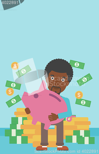 Image of Businessman with piggy bank vector illustration.
