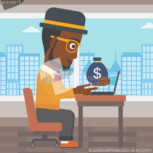 Image of Businessman earning money from online business.