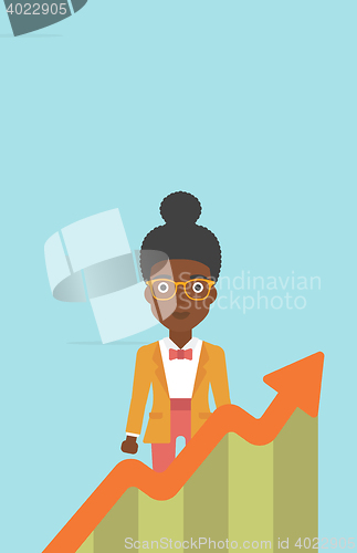 Image of Business woman with growing chart.