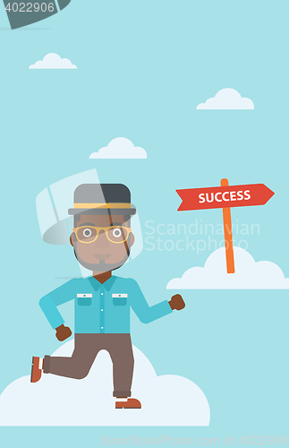 Image of Businessman moving to success vector illustration.