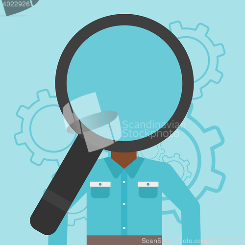 Image of Man with magnifier instead of head.