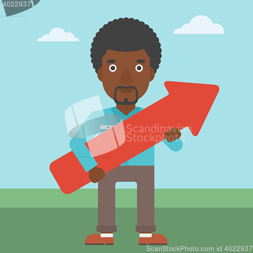 Image of Businessman with arrow up vector illustration.