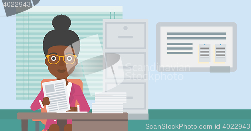 Image of HR manager checking files vector illustration.