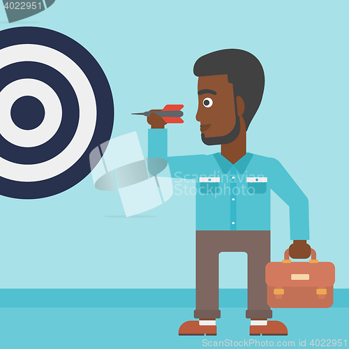 Image of Businessman and target board vector illustration.