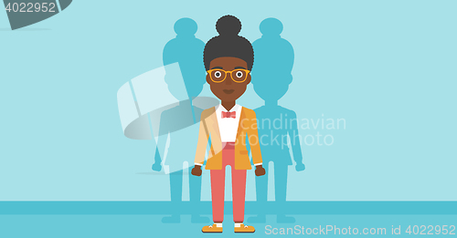 Image of Woman searching for job vector illustration.