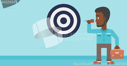 Image of Businessman and target board vector illustration.