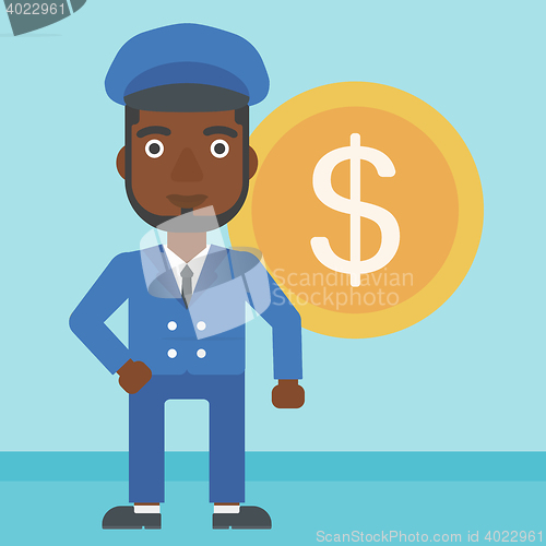 Image of Successful businessman with dollar coin.