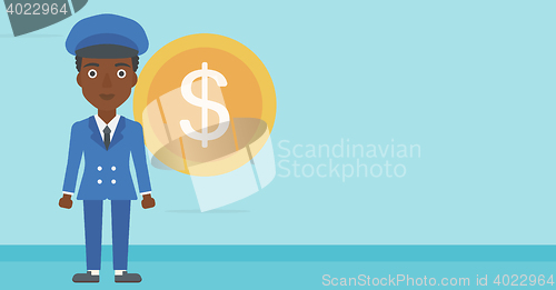 Image of Successful business woman with dollar coin.