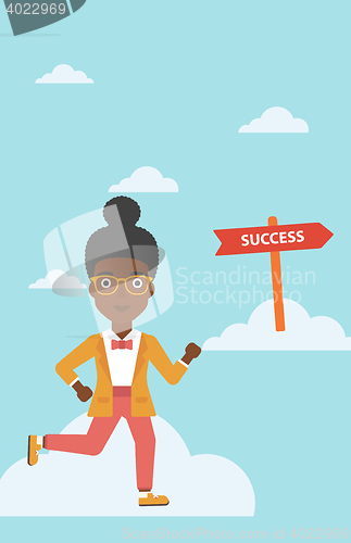 Image of Business woman moving to success.