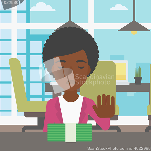 Image of Woman refusing bribe vector illustration.