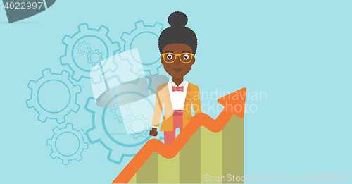 Image of Business woman with growing chart.