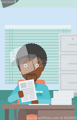 Image of HR manager checking files vector illustration.