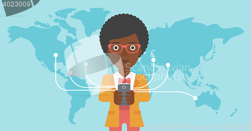 Image of Business woman using smartphone.
