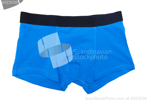 Image of Blue boxer shorts isolated on the white background