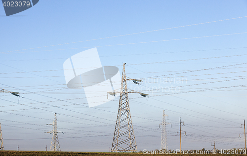 Image of High-voltage poles, close-up