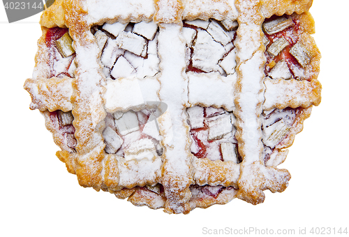 Image of Tart with rhubarb isolated on the white background