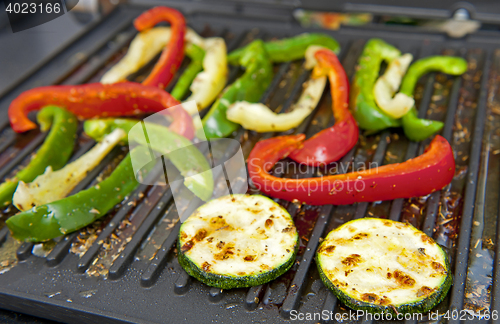 Image of Courgette and pepper on the grill