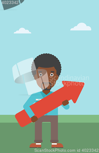 Image of Businessman with arrow up vector illustration.