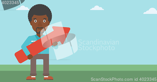 Image of Businessman with arrow up vector illustration.