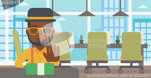 Image of Man refusing bribe vector illustration.