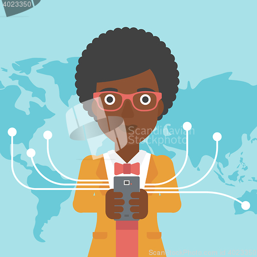 Image of Business woman using smartphone.