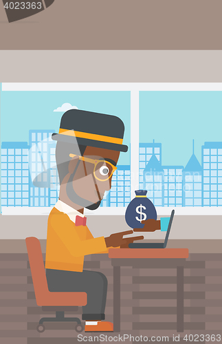 Image of Businessman earning money from online business.