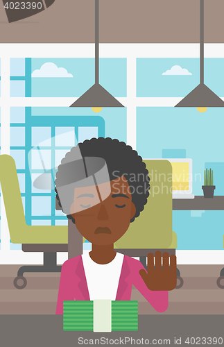 Image of Woman refusing bribe vector illustration.