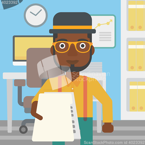 Image of Man giving resume vector illustration.