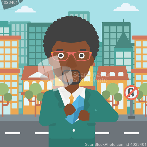 Image of Man putting envelope in pocket vector illustration