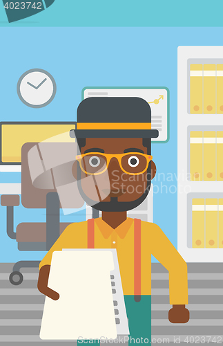 Image of Man giving resume vector illustration.