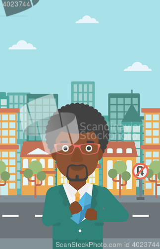 Image of Man putting envelope in pocket vector illustration