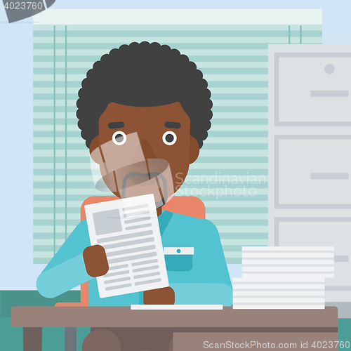 Image of HR manager checking files vector illustration.