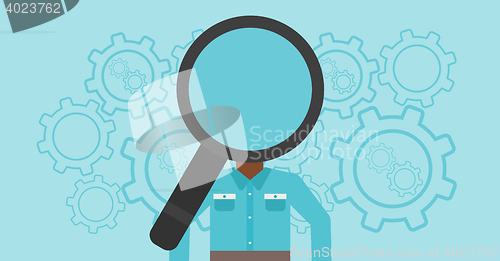 Image of Man with magnifier instead of head.