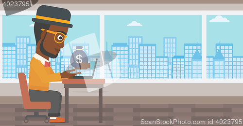 Image of Businessman earning money from online business.
