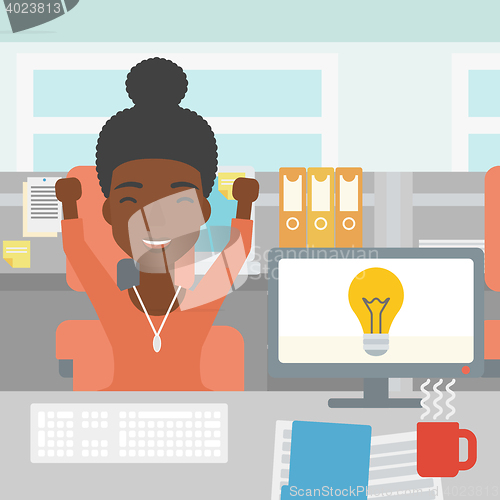Image of Creative excited woman having business idea.