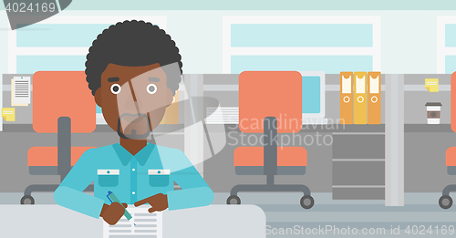 Image of Signing of business documents vector illustration.