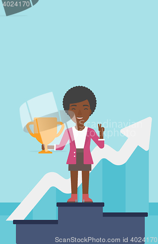 Image of Business woman proud of her business award.