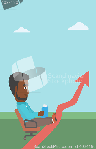 Image of Businessman reading book vector illustration.