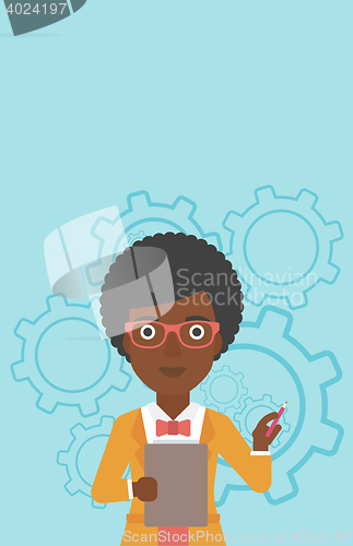 Image of Business woman with pencil vector illustration.