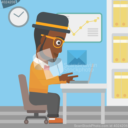 Image of Businessman receiving or sending email.