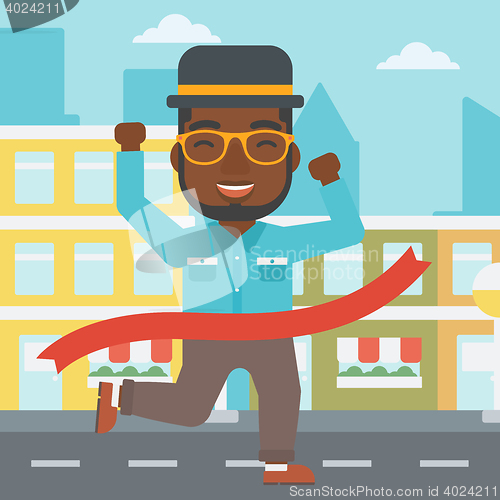 Image of Businessman crossing finish line.