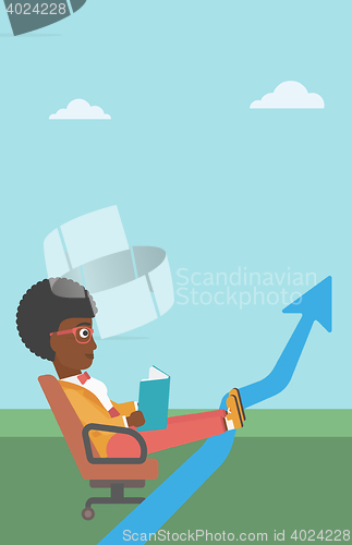 Image of Business woman reading book vector illustration.