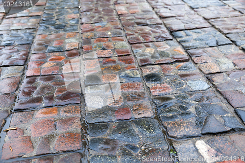 Image of stone road after rain