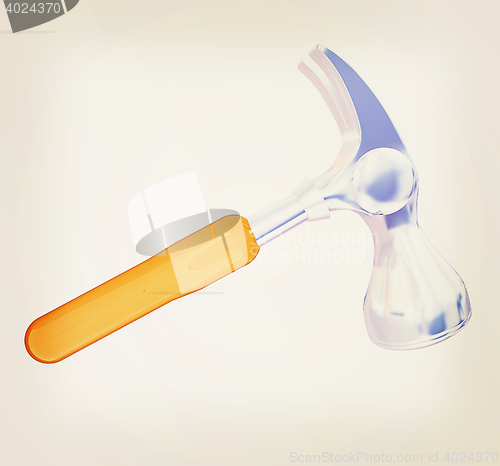 Image of Hammer on white background . 3D illustration. Vintage style.