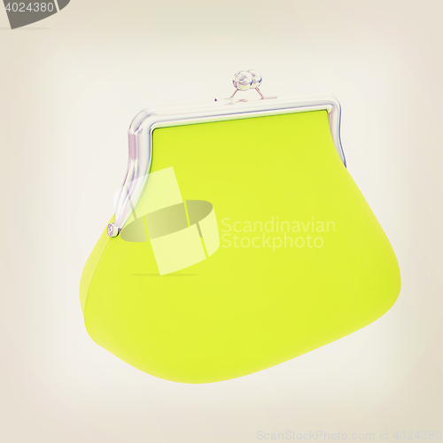 Image of green purse on a white . 3D illustration. Vintage style.