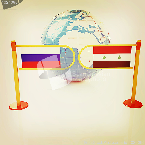 Image of Three-dimensional image of the turnstile and flags of Russia and