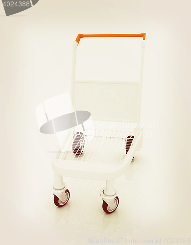 Image of Trolley for luggage at the airport. 3D illustration. Vintage sty