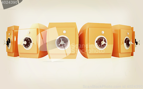 Image of Several safes. 3D illustration. Vintage style.