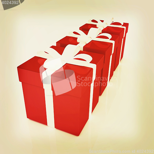 Image of Bright christmas gifts. 3D illustration. Vintage style.