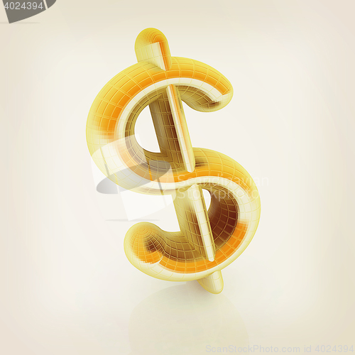 Image of Dollar sign. 3D illustration. Vintage style.